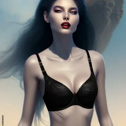 black long hair smiling lady sirene bra on Mars