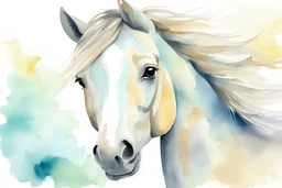 watercolor horse head child paint