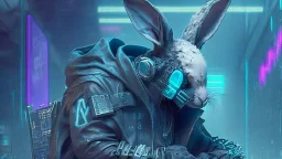 cyber punk hacker rabbit watch dogs style humanoid