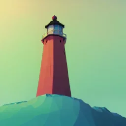 low poly scenery lighthouse by night