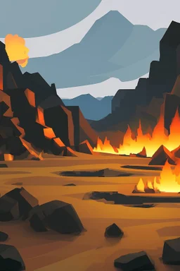 an simple inferno landscape with rocks