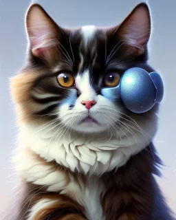 A cute a patchy cartoon Cat sitting down, full-scale head and shoulders portrait, 8k resolution concept art portrait by Greg Rutkowski, Artgerm, WLOP, Alphonse Mucha dynamic lighting hyperdetailed intricately detailed Splash art trending on Artstation triadic colors Unreal Engine 5 volumetric lighting Splash art fantasy"