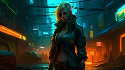 action woman best in cyberpunk city