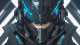 A man wears a black glass Cyberpunk helmet , full helmet, Changshan, black and blue color, solo leveling shadow drawing style, neon, intricate details, highly detailed, high details, detailed portrait, masterpiece,ultra detailed, ultra quality