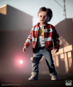 Marty mcfly toddler, full body, delorean, dramatic lighting, hyper realistic