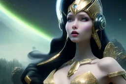  beautiful cosmic woman, long black hair, nice smiling, magic glamour make up, delicate colors, beautiful glamour galactique dress, ultra sharp focus, 8k, unreal engine 5, extremely sharp detail, light effect, soft light atmosphere of a spaceship, smooth, full of details, face in front, complete vision of face and hair and body