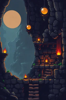 vertical background for a platformer dungeon detailed