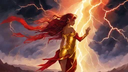 Text for a song about lightning space and beautiful golden, red women, text for a song