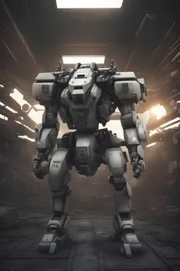 boston dynamics like mecha, weapon railgun, industrial style, mars background, realistic war photo