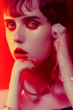 danish singer mø, high light , red tones,