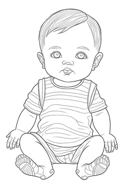 coloring page, realistic, little baby doll, full view, coloring page, only draw lines, coloring book, clean line art, –no sketch, color, –ar 3:4, white background, minimalistic black lines, minimal black color, low level black colors, coloring page, avoid thick black colors, thin black line art, avoid colors, perfect shape, perfect clear lines,