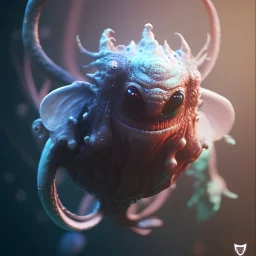 Cute fluid ink creature, big black eyes, unreal engine 5, 8k resolution, photorealistic, ultra detailed