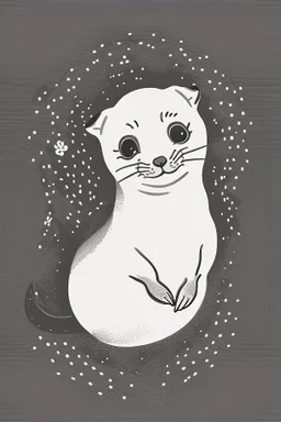 A delightful coloring page design showcasing an adorable baby seal in a charmingly naive art style. The artist has skillfully created a whimsical scene with minimal details and a focus on bold, thick black outlines. The endearing fox, prominently positioned in the center, is the highlight of this illustration. The all-white background beautifully complements the simplistic design, allowing young artists to unleash their creativity. As the baby fox takes center stage, a subtle hint of its