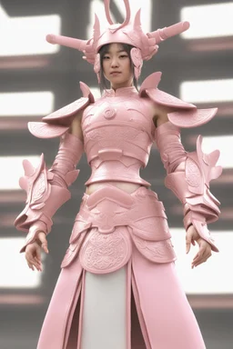 3d render, a women wearing pink samurai armours, close-up shot --ar 9:16 --ar style raw