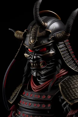 samurai with crescent moon helmet and oni samurai mask p