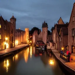 A magical dark little town with a castle, canals and huge caravan houses Nick Harris style