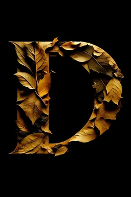 The letter "D" covered in tobacco leaves, high contrast logo
