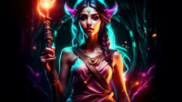 poster, a fantasy girl on a bright background holds a magic staff, with the ERAZE logo. The sides of the image are darkened.