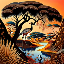 Beautiful nature, Tingatinga style,