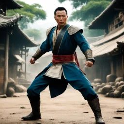 Donnie Yen as Kiu Fung in Sakra: he fights and jump like a demi god