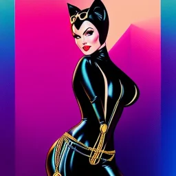 fullbody Drawing of 'Busty CatWoman',intricate detail,andrea bonelli,Kilian Eng,Ohrai,evan lee,Aleksandr Sidelnikov,KyuYong Eom,toned colors,16k