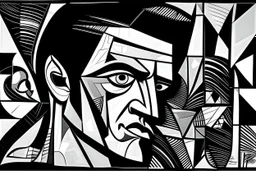 elvis style of pablo piccasso simple black and white