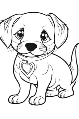 outline art for Puppy (Dog) coloring pages with sitch, white background, Sketch style, full body, only use outline, toddlers style, clean line art, white background, no shadows and clear and well outlined.