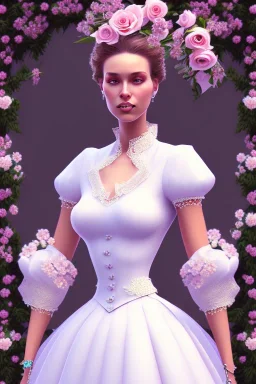 lady spose with white top and flowers