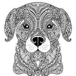 dog, Animal, mandala, coloring book, clean line art, wildlife-inspired, kid style, happy expressions, –no sketch, color, –ar 34, white background, minimal black lines, 8k, minimal black color, low black colors, coloring page, use pure black and white colors, avoid thick black colors, thin black line art, avoid colors, perfect shape, perfect clear lines, clear edges, fill edges, exact perfect edges,