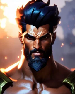 Akshan from League of Legends, Male, full-scale head and shoulders portrait, 8k resolution concept art portrait by Greg Rutkowski, Artgerm, WLOP, Alphonse Mucha dynamic lighting hyperdetailed intricately detailed Splash art trending on Artstation triadic colors Unreal Engine 5 volumetric lighting Splash art fantasy