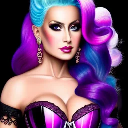 Ultra detailed fullbody Portrait in oil on canvas of beautiful busty Veronica Franco with Dynamic CottonCandy Filigree Hair,intense stare,wearing tight corset,extremely detailed digital painting, extremely detailed face,crystal clear Big eyes, mystical colors ,perfectly centered image, ,perfect composition, rim light, beautiful lighting,masterpiece,16k, stunning scene, raytracing, anatomically correct, in the style of robert e howard and Ken Kelley and Ohrai Noriyoshi and Simon Bisley