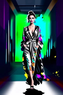 Beautiful Portrait,fullbody,posing in fashion show,Digital Art co-created by TT