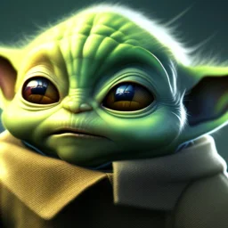 super cute photorealistic portrait of a baby yoda, star wars, intricate, headshot, highly detailed, sharp focus, cinematic lighting,