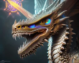 mdjrny-v4 style, photorealistic dragon, sharp scales, insanely detailed, symmetrical glowing eyes, intricate, bright iridescent highlights, art nouveau, volt lighting, atop a mountain crag, ultra high definition, NVIDIA Iray render, volumetric illumination, by argerm inspired by Tod Lockwood and Bob Eggleton, black dragon