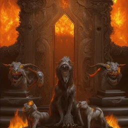 huge open detailed gate to fire hell