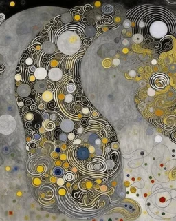A gray celestial galaxy painted by Gustav Klimt