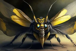 insecto extremadamente grande, de ojoso amarillos y alas enormes