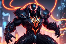 Sion venom in 8k solo leveling shadow artstyle, huge, close picture, sea, neon lights, intricate details, highly detailed, high details, detailed portrait, masterpiece,ultra detailed, ultra quality