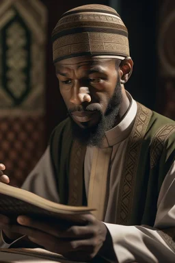 A picture of a black man teaching the Qur’an