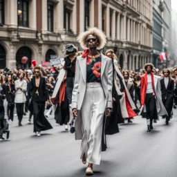 A combination of a protest march and a fashion show