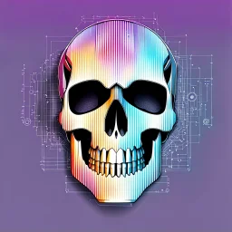 FLAT VECTOR LAYERED IMAGE OF CYBERNETIC SKULL PARTS IN A SCHEMATIC, BLACK AND WHITE, AUTOCAD, FINE LINE BLUEPRINT,