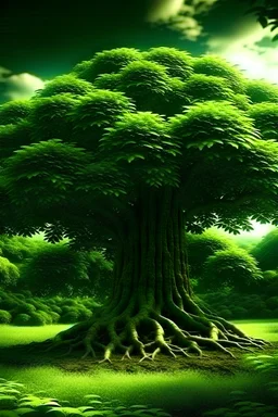 Big green tree Jungle alone