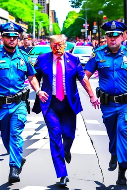 donald trump being cuffed on the street by the police