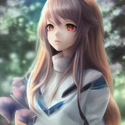 A realistic anime waifu character, water color painting