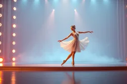 ballerian couple perform in a very luxury ballet stage with animating lights and background