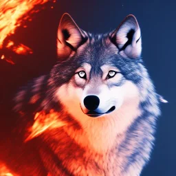 Wolf, red, fire, blue, water, 8K, cinematic lighting, sharp focus, masterpiece, expert