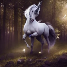 fantasy art, Photorealistic, 8k, black, unicorn, Pegasus, forest