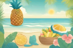 Beach background with pineapple