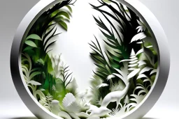 white,background,looking,through,a 3-d, hole,or,window,,a,seeing,jungle ,skulpture,like