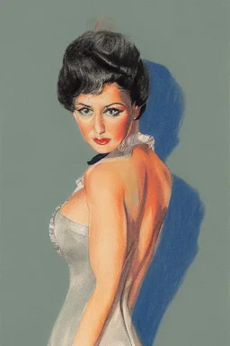 Portrait lady, full body shot, full-color medium shot style of Rudy Nappi